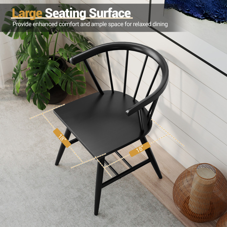 Windsor Dining Chair Set of 4 Mid-Century Modern Black Kitchen Chairs view 8