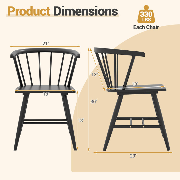 Windsor Dining Chair Set of 4 Mid-Century Modern Black Kitchen Chairs view 4