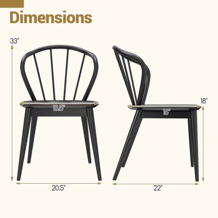 Windsor Dining Chairs Set of 4 with Spindle Backrest view 4