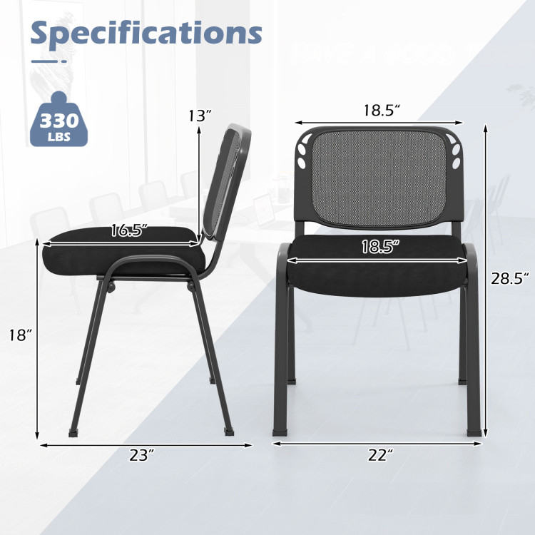 Set of 5 Stackable Conference Chairs with Mesh Back view 5
