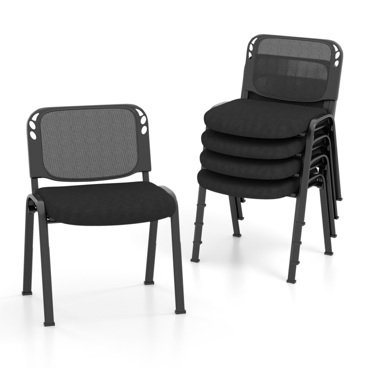 Set of 5 Stackable Conference Chairs with Mesh Back view 1