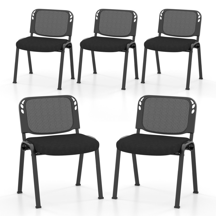 Set of 5 Stackable Conference Chairs with Mesh Back view 4