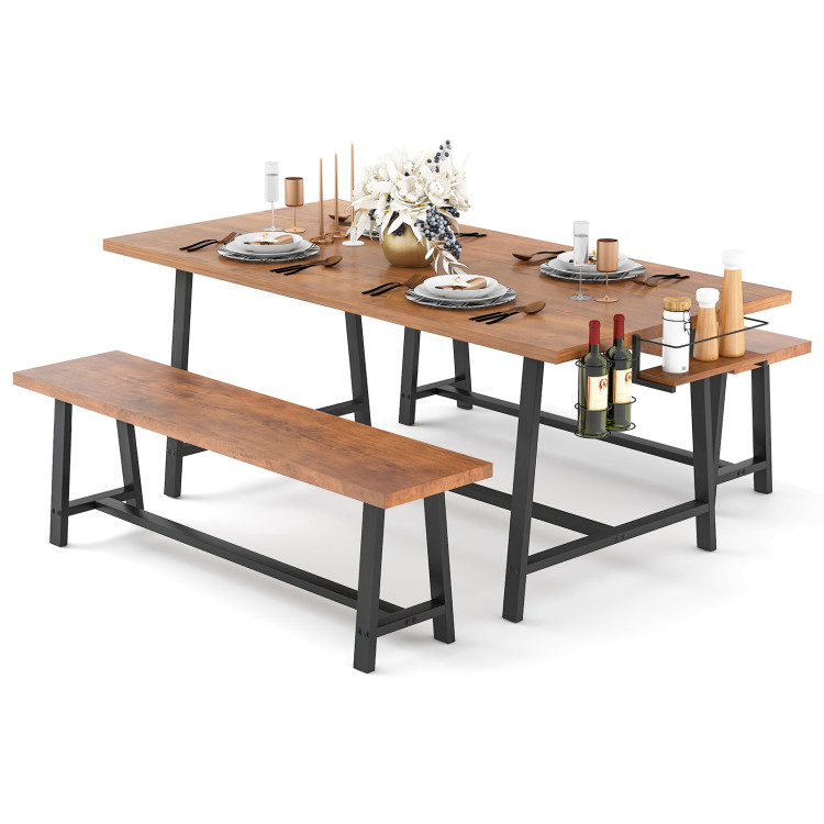 Dining Table Set for 5-7 with 2-Bottle Wine Rack and Condiment Holder view 1