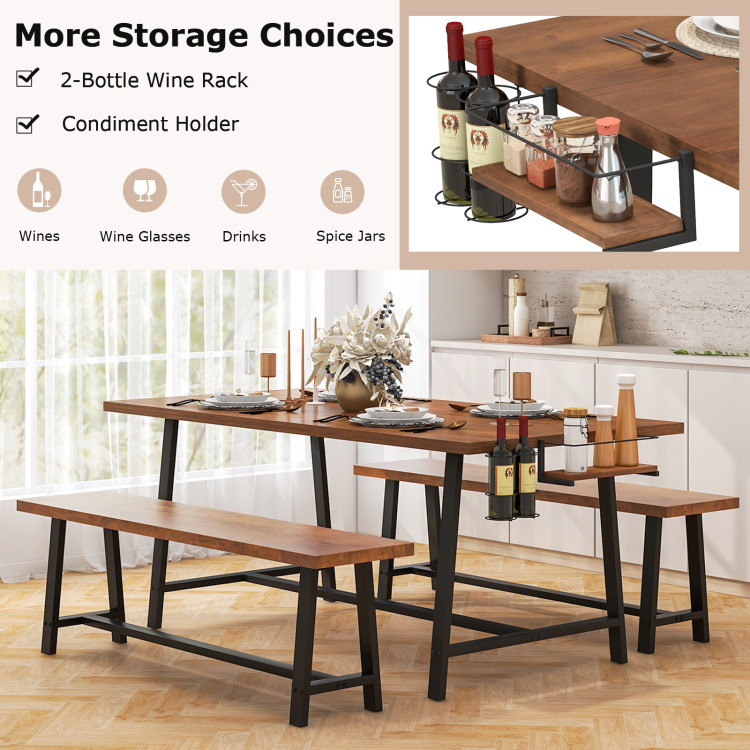 Dining Table Set for 5-7 with 2-Bottle Wine Rack and Condiment Holder view 7