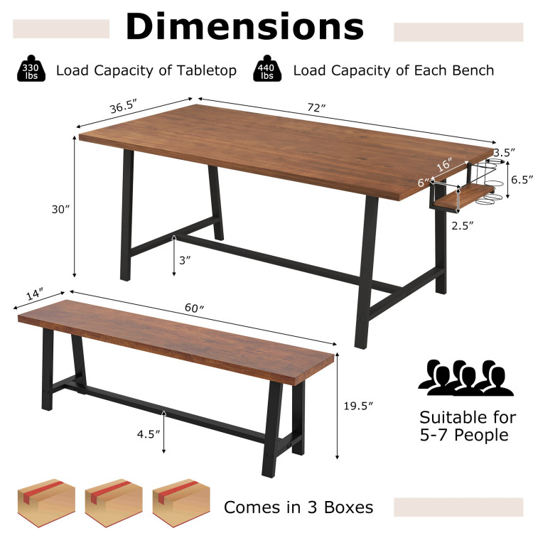 Dining Table Set for 5-7 with 2-Bottle Wine Rack and Condiment Holder view 4