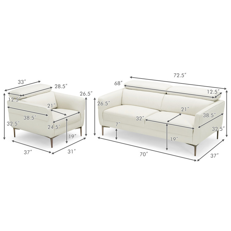 Modern Couched Sofa set with Adjustable Headrest view 4