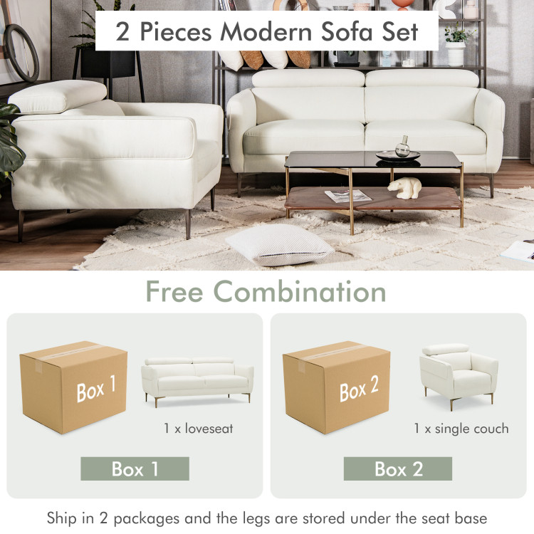 Modern Couched Sofa set with Adjustable Headrest - Image 9