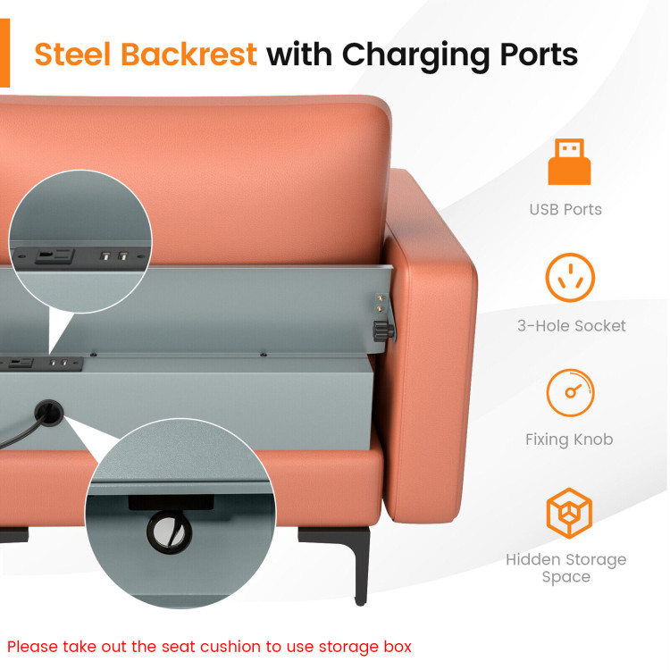 Modular L-shaped 4-Seat Sectional Sofa with Reversible Chaise and 2 USB Socket - Image 9