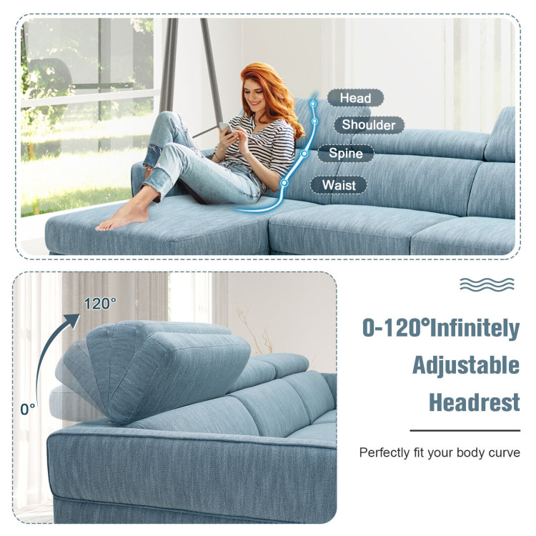 105 Inch L-Shaped Sofa Couch with 3 Adjustable Headrests view 7