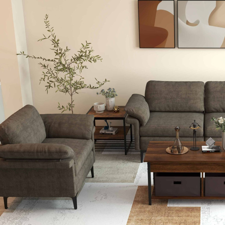Modern Fabric Sofa and Accent Chair with 2 Side Table for Living Room view 3