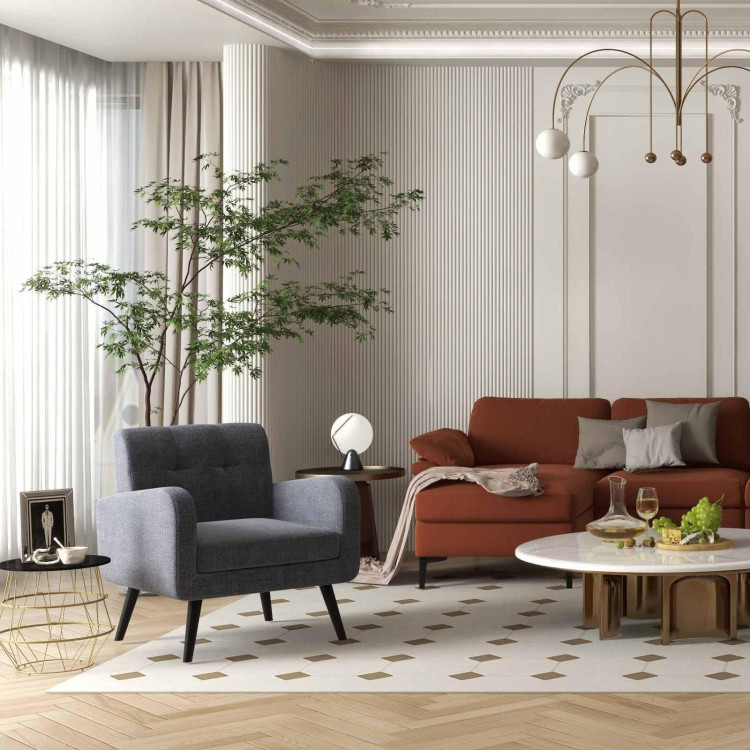 Accent Chair + Side Table + L-Shaped Sectional Sofa /3-Piece Modern Living Room Furniture Set/ view 2