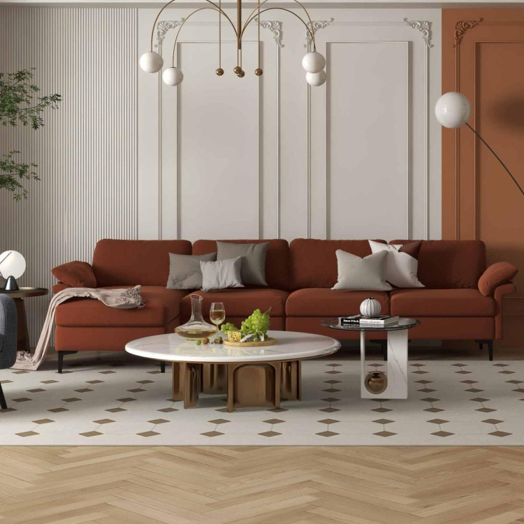 Accent Chair + Side Table + L-Shaped Sectional Sofa /3-Piece Modern Living Room Furniture Set/ view 3