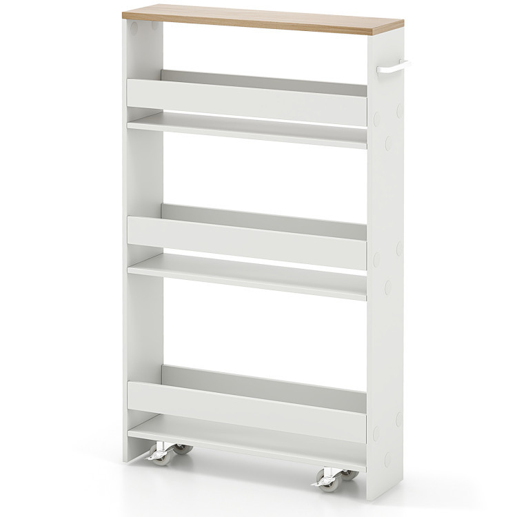 3-Piece Kitchen Furniture Set: Kitchen Island + 2 Bar Stools + Narrow Storage Cart view 5