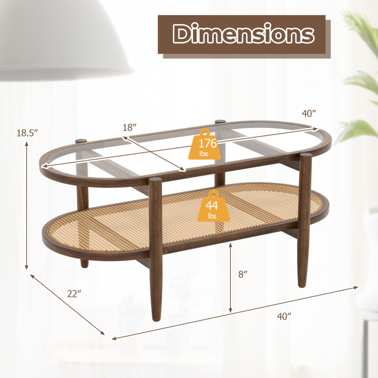 3-Piece Rattan Living Room Furniture Set with Tempered Glass Tabletop and Accent Chair view 7