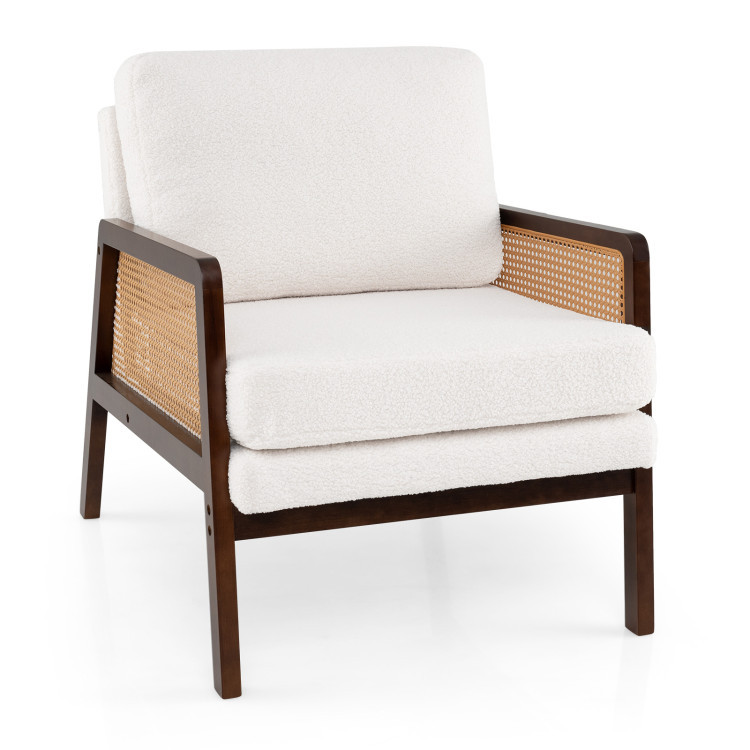3-Piece Rattan Living Room Furniture Set with Tempered Glass Tabletop and Accent Chair view 1