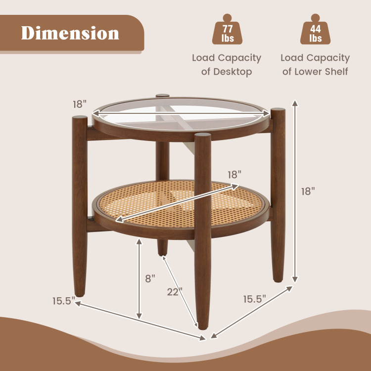 3-Piece Rattan Living Room Furniture Set with Tempered Glass Tabletop and Accent Chair - Image 9