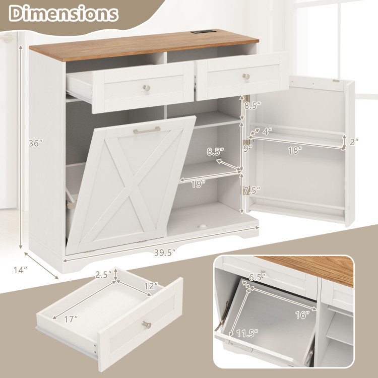 Dining Room Set: Tall Storage Cabinet and Trash Can Cabinet and Wall Mount Storage Organizer view 5