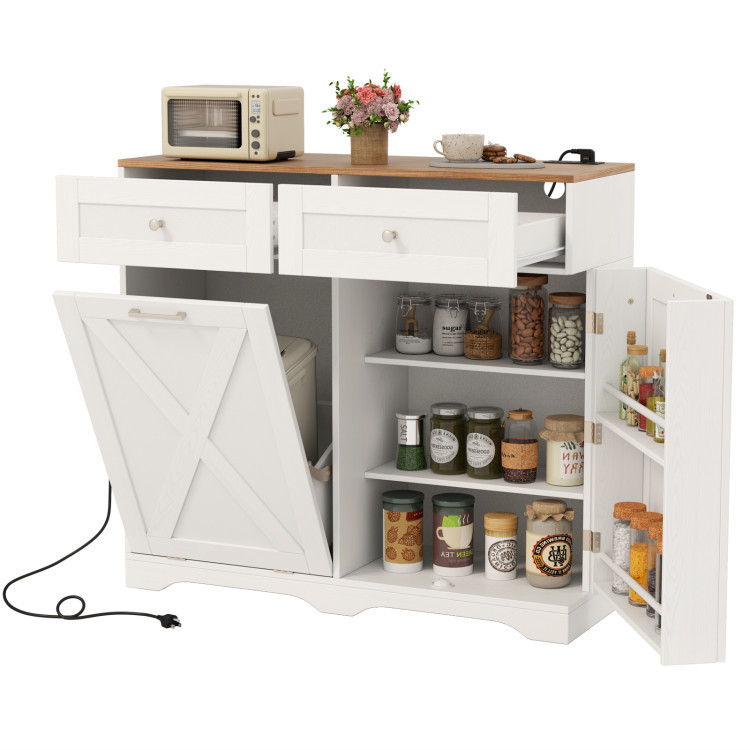 Dining Room Set: Tall Storage Cabinet and Trash Can Cabinet and Wall Mount Storage Organizer view 4