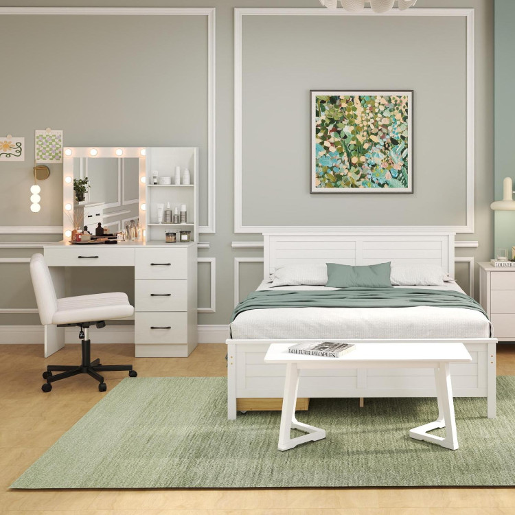 4-Piece Bedroom Furniture Set with Twin Size Bed Frame, Entryway Bench view 2
