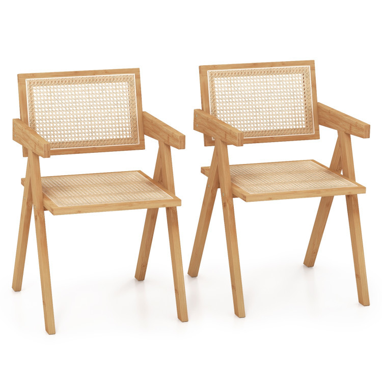 Kitchen Dining Set with Extendable Table, 2 Rattan Accent Chairs and Kitchen Cabinet view 8
