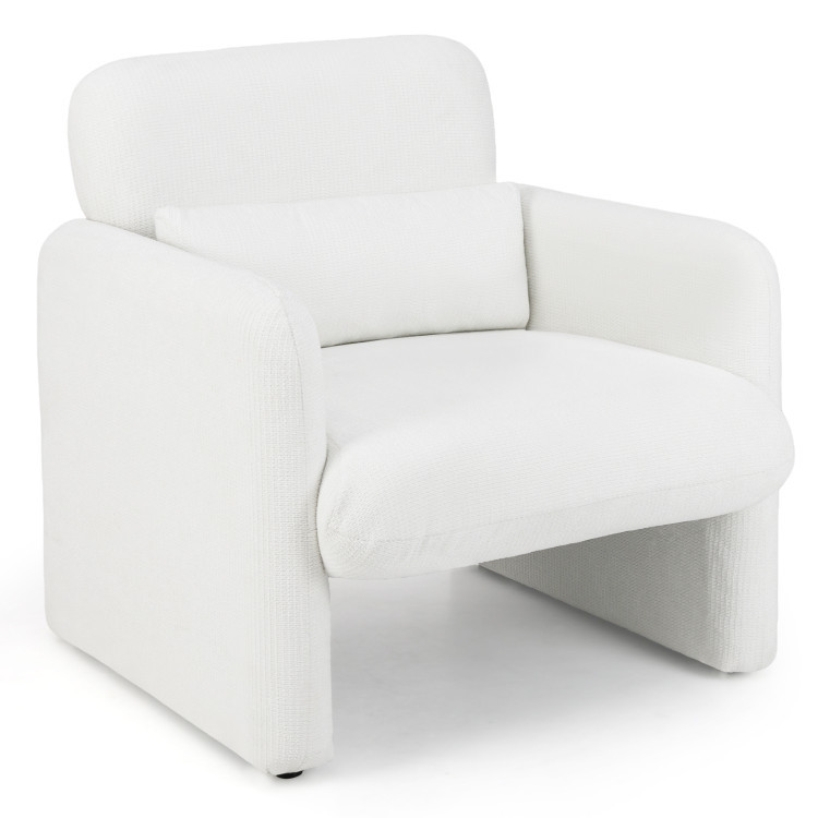 Living Room Set: 70 Inch Media Entertainment Center and Modern Upholstered Chenille Accent Chair view 1