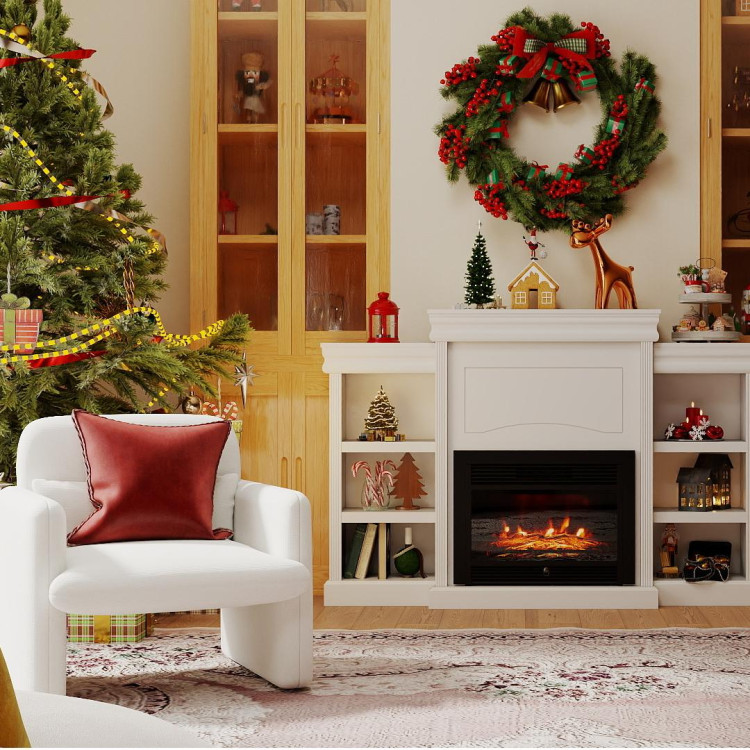 Living Room Set: 70 Inch Media Entertainment Center and Modern Upholstered Chenille Accent Chair view 2