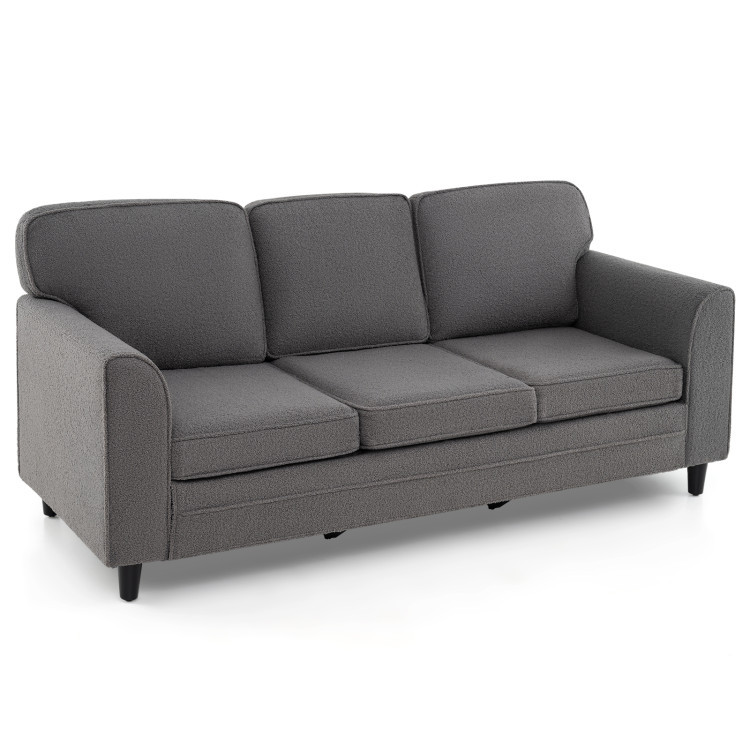 Contemporary Living Room Furniture Suite: Modern 3-Seat Teddy Velvet Sofa + 47-Inch Glass view 6