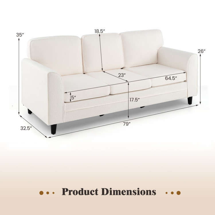 3-Piece Space-Saving Living Room with Teddy Sofa, Display Bookshelf & Foldable Murphy Bed view 6