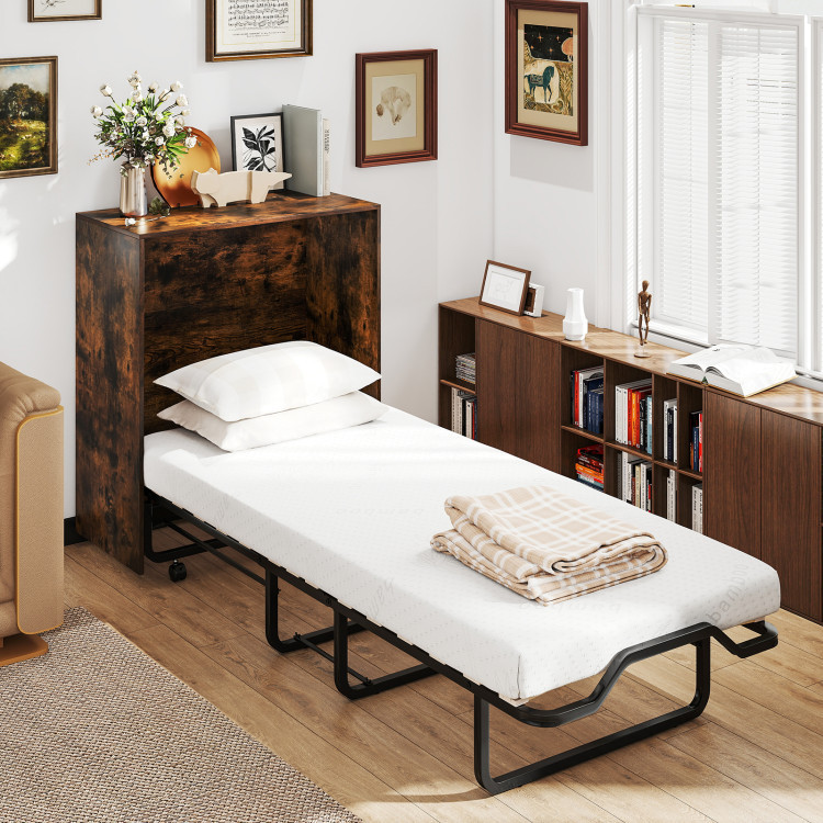 3-Piece Space-Saving Living Room with Teddy Sofa, Display Bookshelf & Foldable Murphy Bed - Image 9