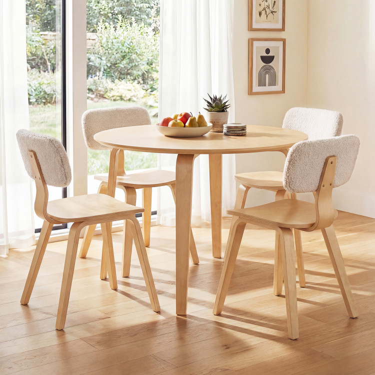 5 Piece Dining Table Set with 4 Padded Dining Chairs and Rubber Wood Table view 2