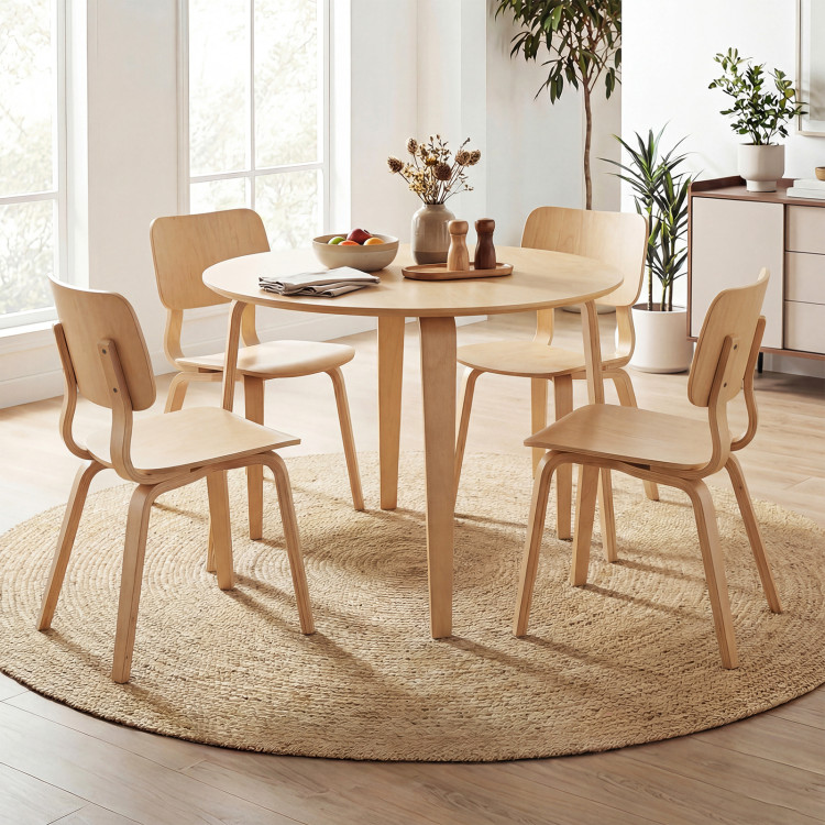 5 Piece Dining Table Set with 4 Padded Dining Chairs and Rubber Wood Table view 3