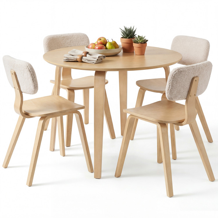 5 Piece Dining Table Set with 4 Padded Dining Chairs and Rubber Wood Table view 1