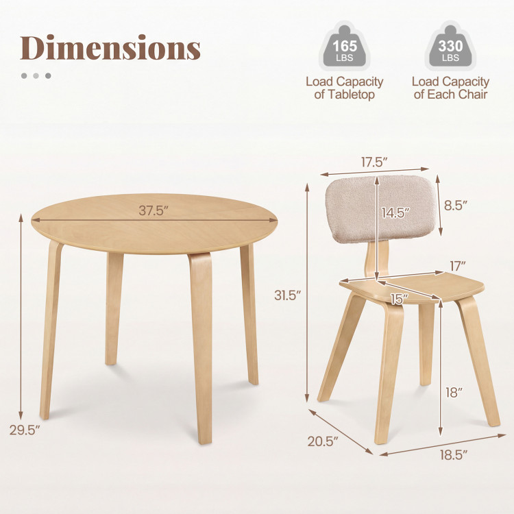 5 Piece Dining Table Set with 4 Padded Dining Chairs and Rubber Wood Table view 4