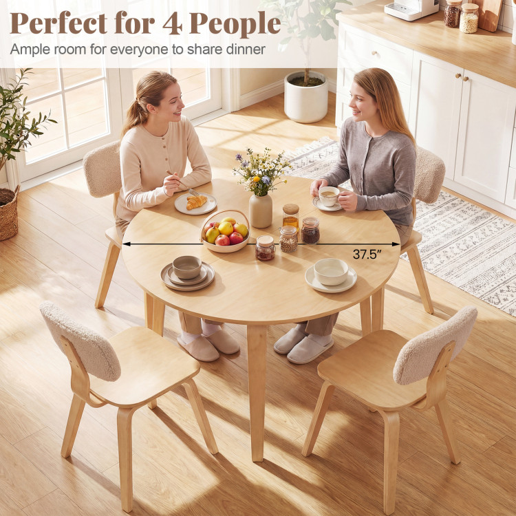 5 Piece Dining Table Set with 4 Padded Dining Chairs and Rubber Wood Table view 7