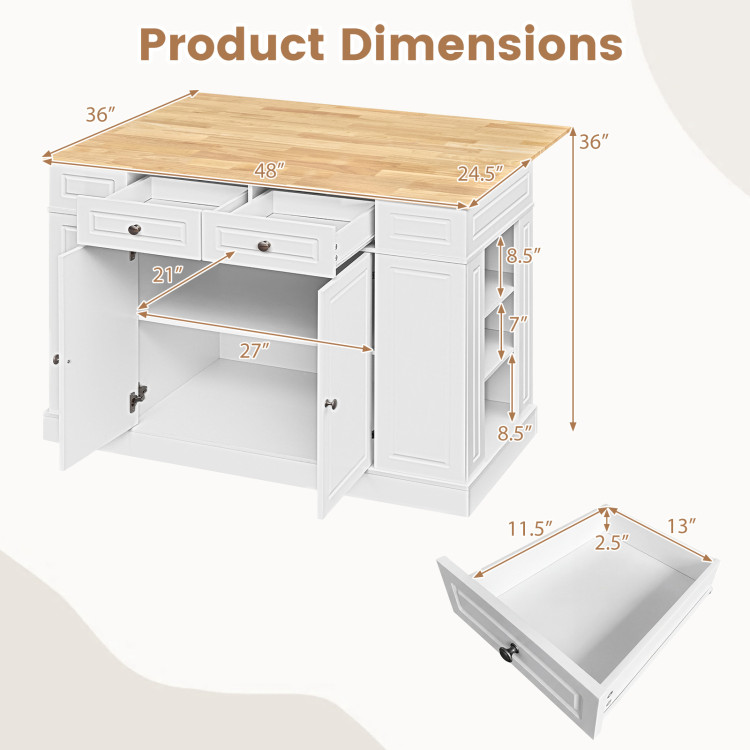 Kitchen Island with Storage with 2 Counter Height Solid Wood Bar Stools Set view 7