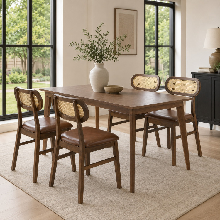 48 Inch Dining Table Set for 4 with Rattan Chairs view 8